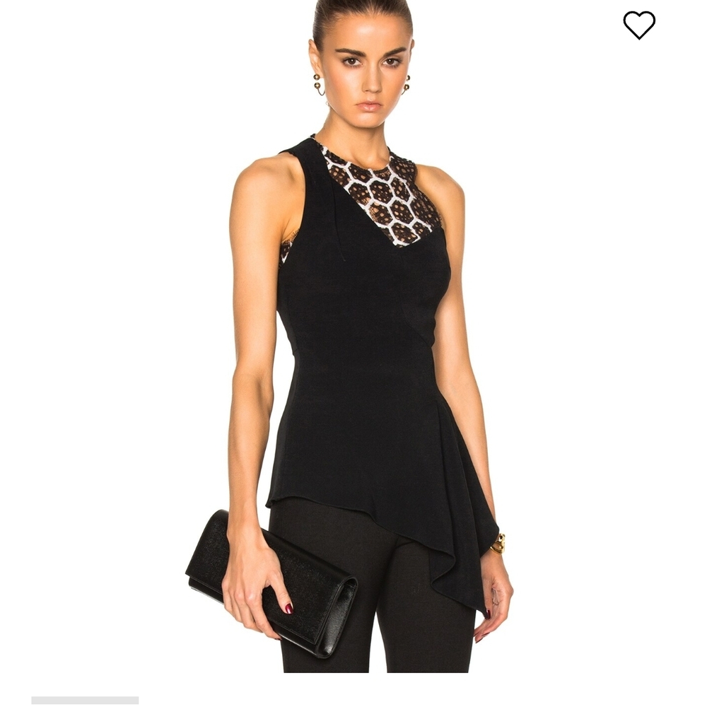 Roland Mouret Black Sleeveless Blouse with Lace Detail